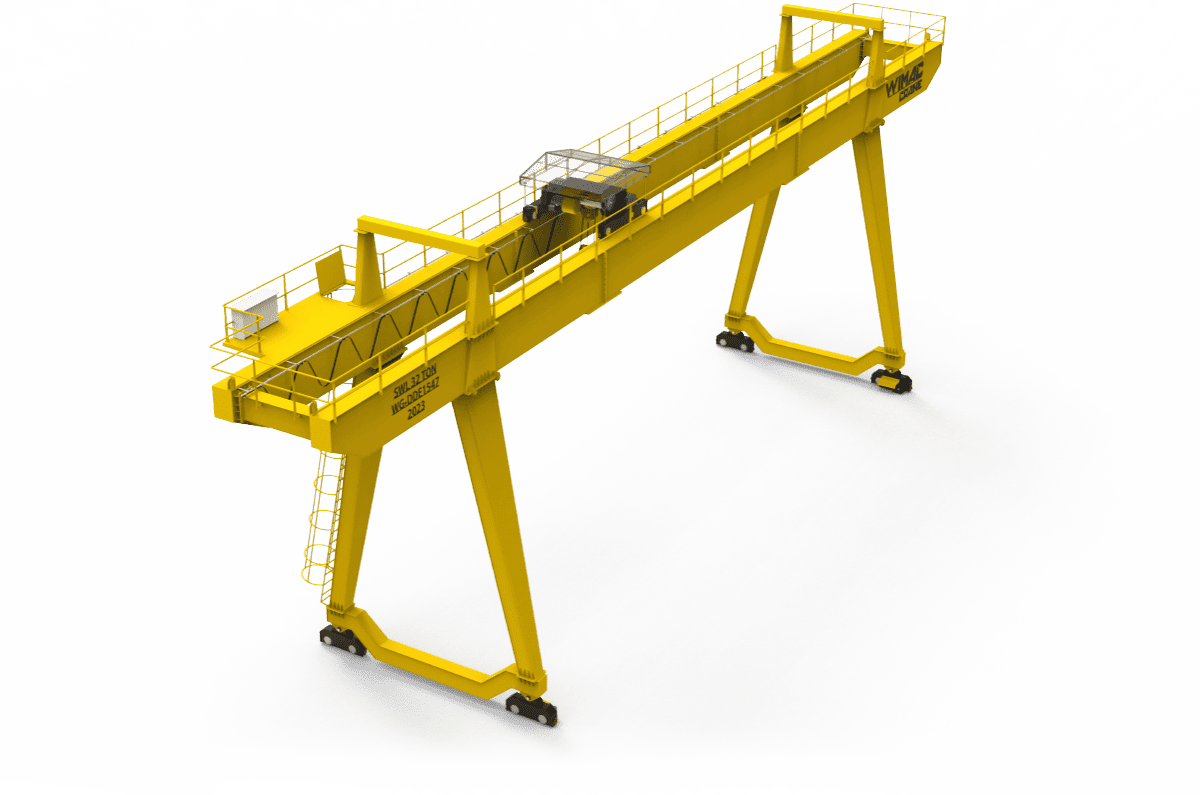 Çıkıntılı çift kiriş portal vinç şeması